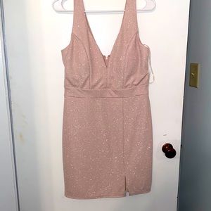 Mini dress, light pink with sparkles. Size Large. New with tags.